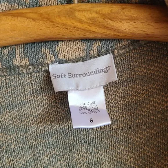 Soft Surroundings Coatigan Cardigan Sage Tapestry S Boho Fall Sweater Top Cozy - Picture 3 of 5